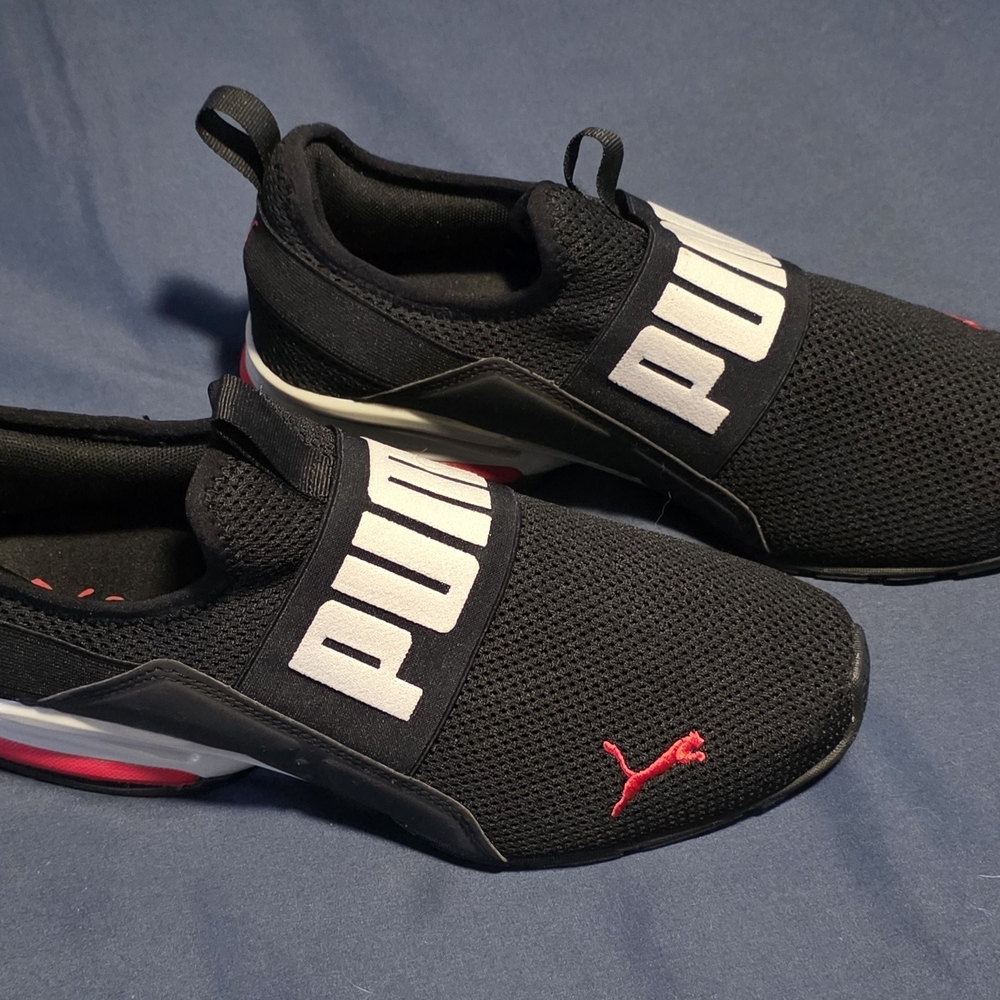 PUMA Men's Black Sneakers with Red Accents